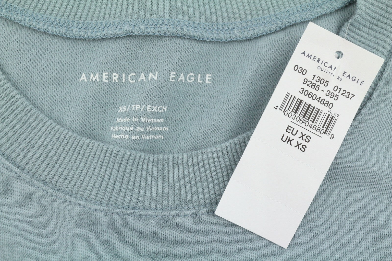 AMERICAN EAGLE OUTFITTERS Women T-Shirt XS Blue Oversized Tricot Short Sleeved