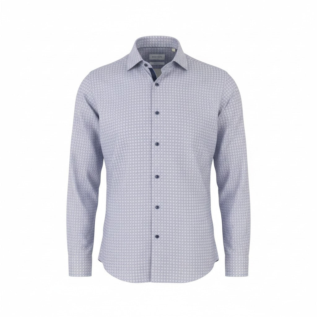 ETON Poplin Slim Men Formal Shirt 41 / 16 Blue Patterned Cutaway Collar Button