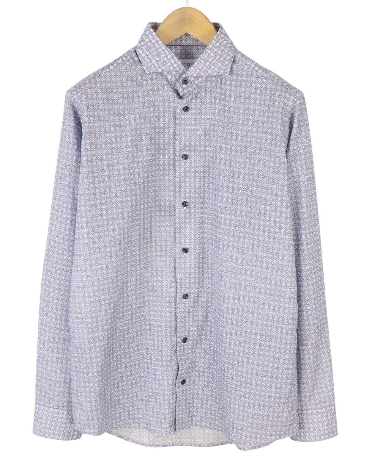 ETON Poplin Slim Men Formal Shirt 41 / 16 Blue Patterned Cutaway Collar Button