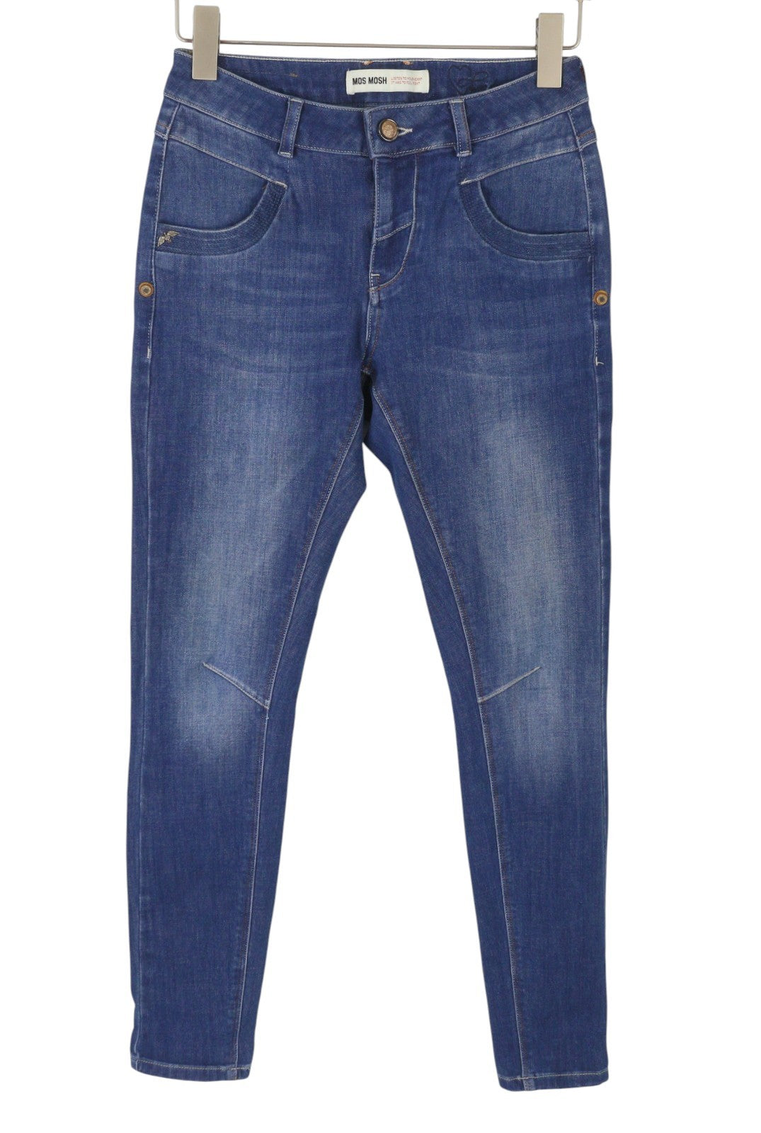 MOS MOSH Naomi Freedom Women Jeans W26 Blue Whiskers Faded Skinny Fit Zip