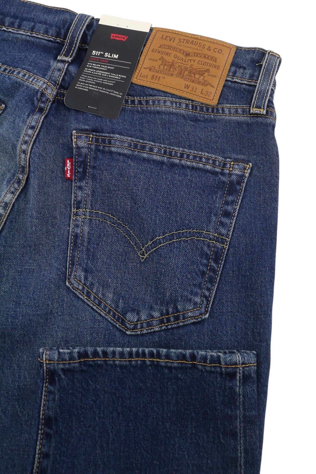 LEVI'S 511 Slim Men Jeans W31/L32 Blue Whiskers Faded Big E Premium