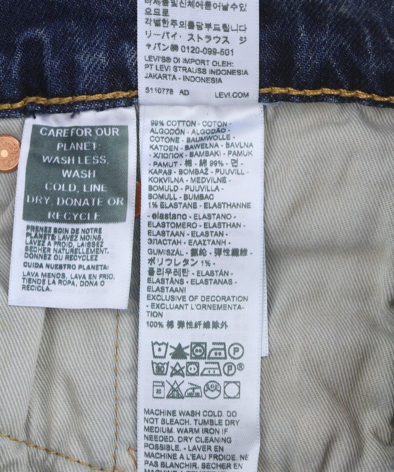 LEVI'S 511 Slim Men Jeans W31/L32 Blue Whiskers Faded Big E Premium