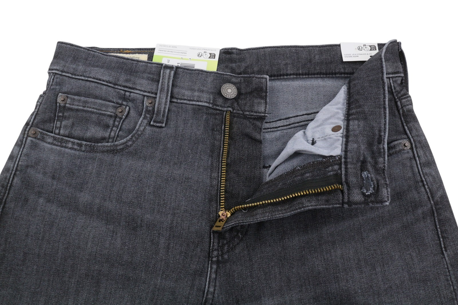 LEVI'S 502 Taper Men Jeans W29/L32 Grey Whiskers Faded Flex Premium Big E