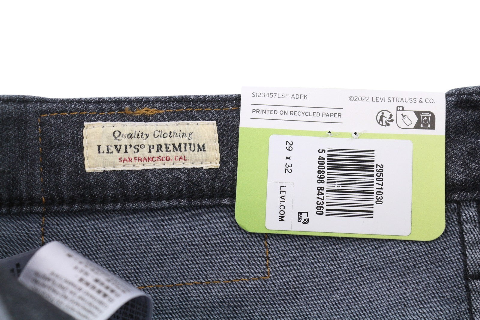 LEVI'S 502 Taper Men Jeans W29/L32 Grey Whiskers Faded Flex Premium Big E