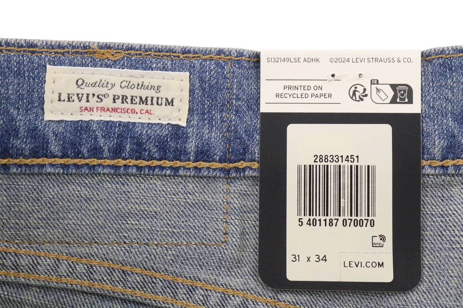 LEVI'S 512 Slim Taper Men Jeans W31/L34 Blue Whiskers Faded Linen Blend Big E