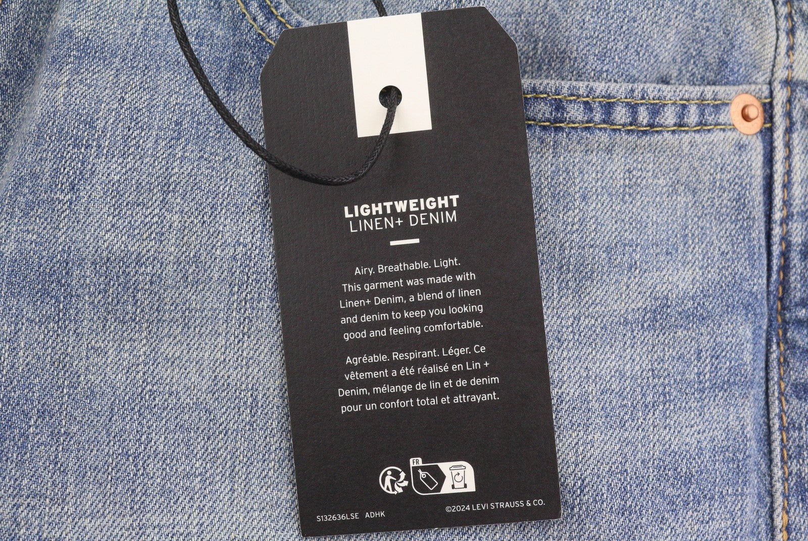 LEVI'S 512 Slim Taper Men Jeans W31/L34 Blue Whiskers Faded Linen Blend Big E
