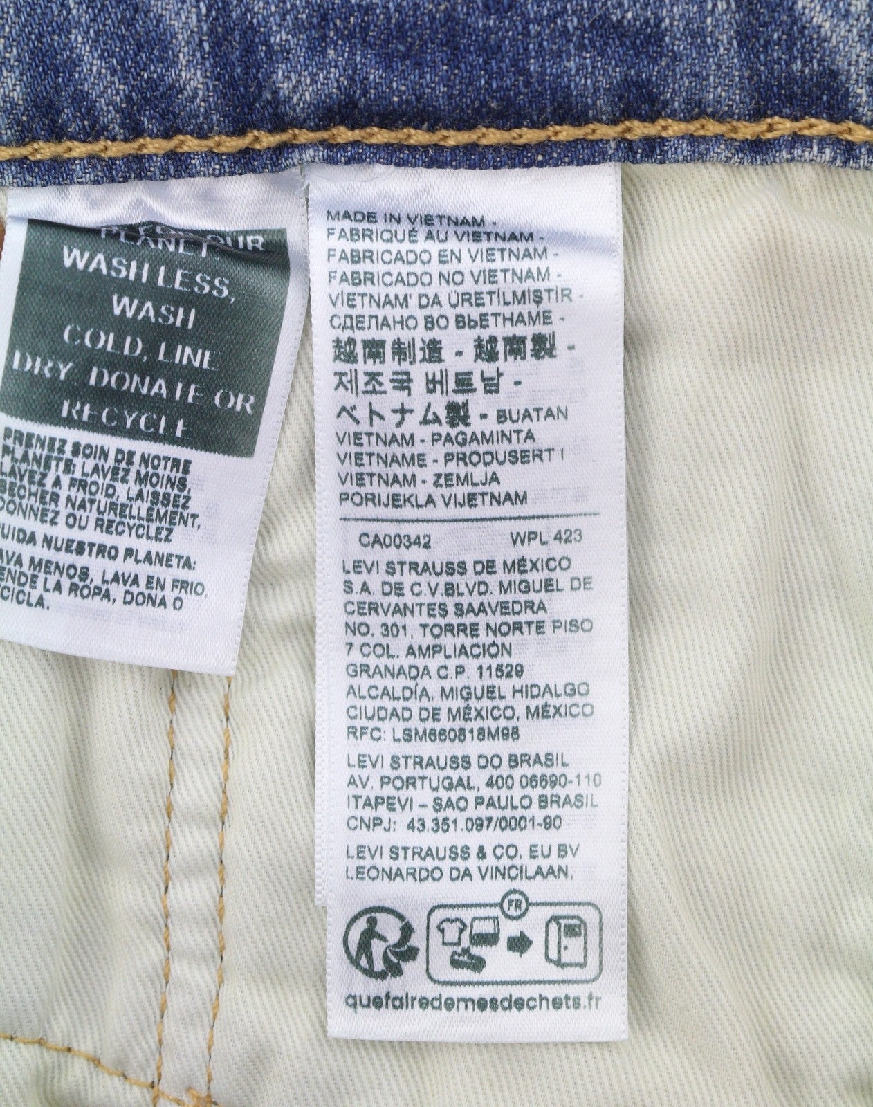 LEVI'S 512 Slim Taper Men Jeans W31/L34 Blue Whiskers Faded Linen Blend Big E