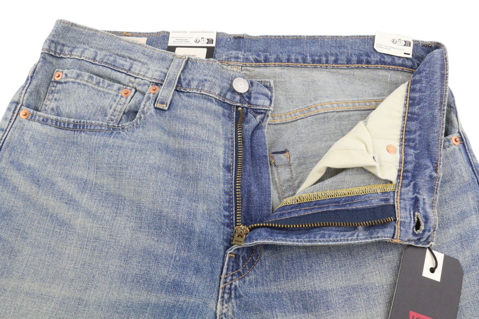 LEVI'S 512 Slim Taper Men Jeans W32/L34 Blue Whiskers Faded Linen Blend Big E