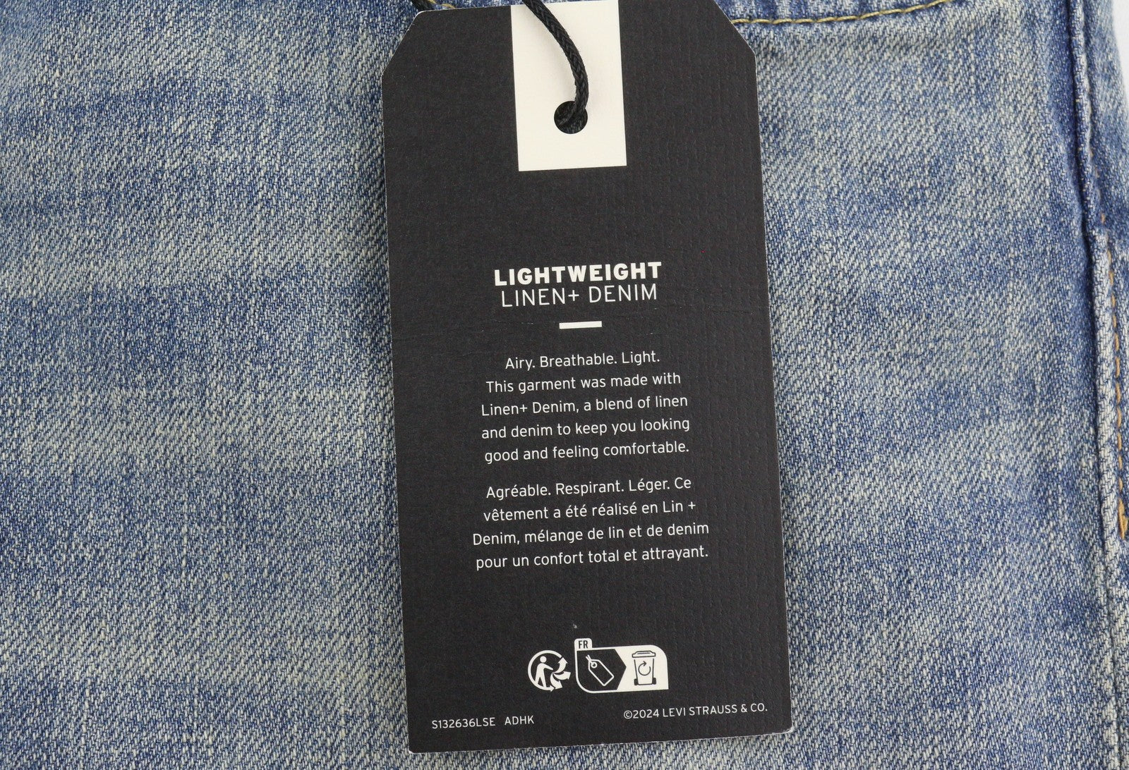 LEVI'S 512 Slim Taper Men Jeans W32/L34 Blue Whiskers Faded Linen Blend Big E