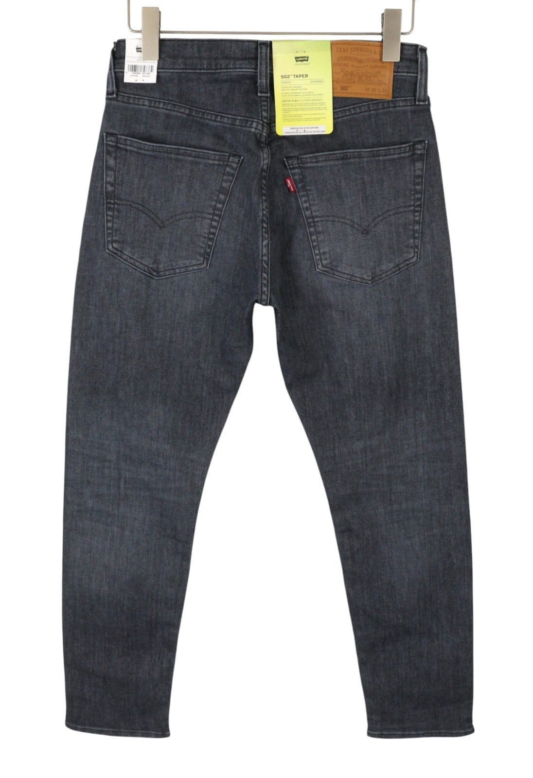 LEVI'S 502 Taper Men Jeans W30/L32 Dark Grey Whiskers Faded Flex Premium Big E