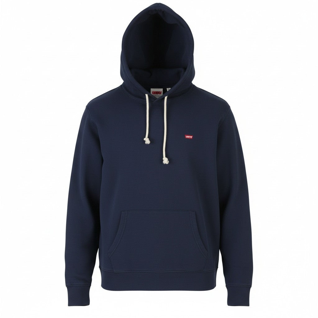 LEVI'S Standard Fit Men Hoodie M Dark Blue Cotton Kangaroo Pocket Pull On