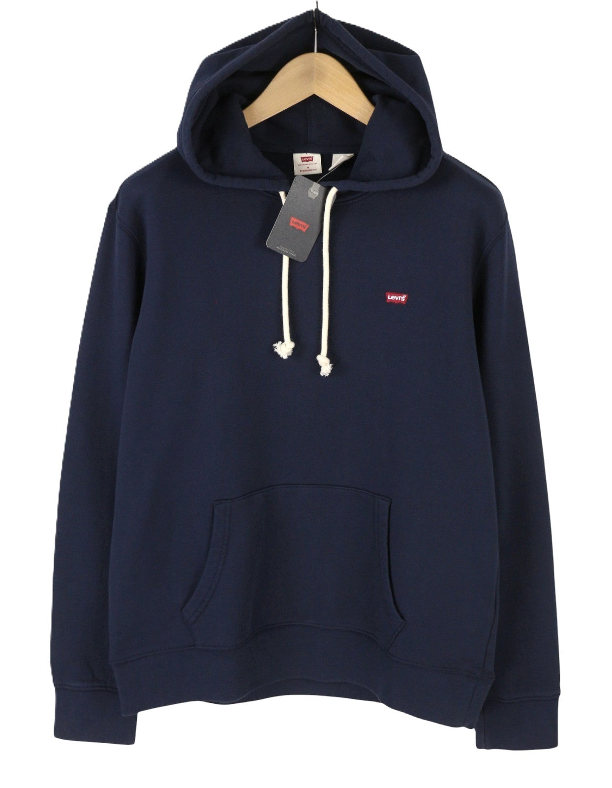 LEVI'S Standard Fit Men Hoodie M Dark Blue Cotton Kangaroo Pocket Pull On