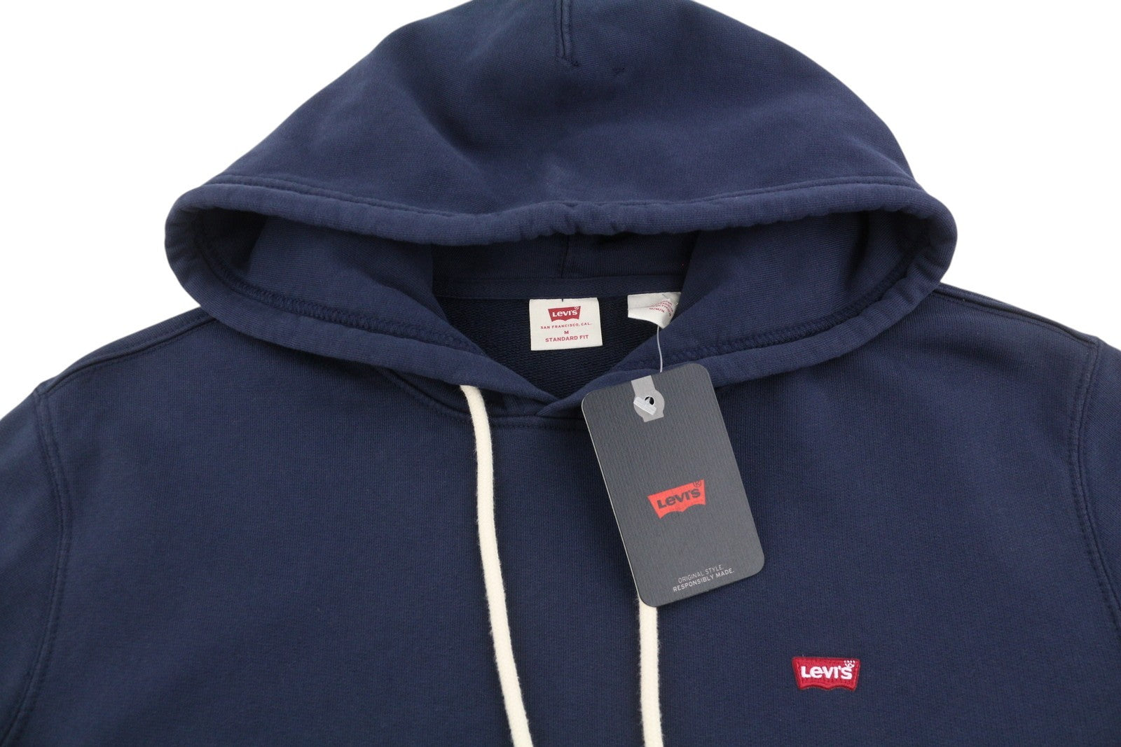 LEVI'S Standard Fit Men Hoodie M Dark Blue Cotton Kangaroo Pocket Pull On