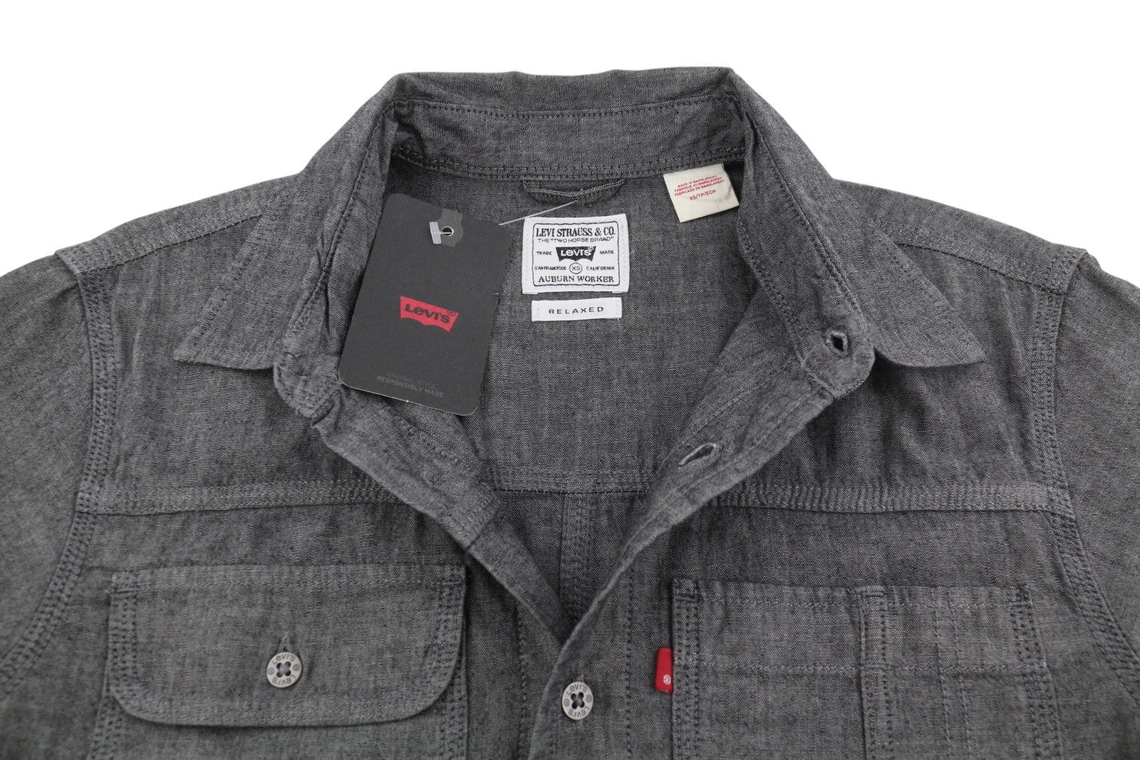 LEVI'S Relaxed Men Shirt XS Black Melange Denim Look Button-Up