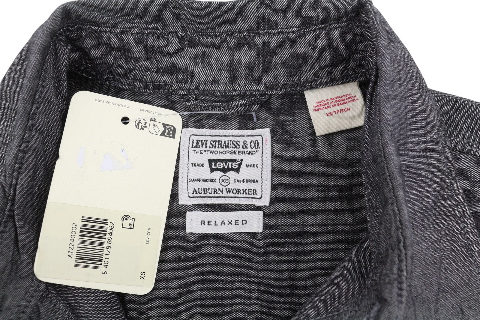 LEVI'S Relaxed Men Shirt XS Black Melange Denim Look Button-Up