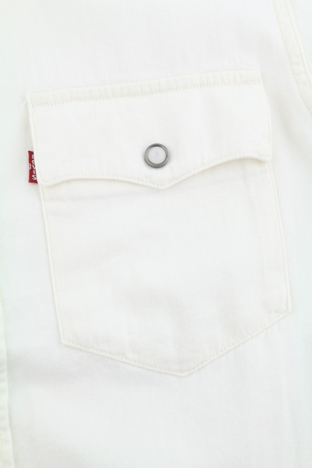 LEVI'S Relaxed Men Shirt XS White Spread Snap Buttons Short Sleeve