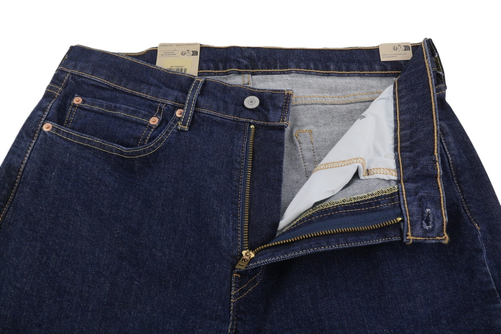 LEVI'S 514 Straight Men Jeans W34/L34 Dark Blue Stretch Extensible