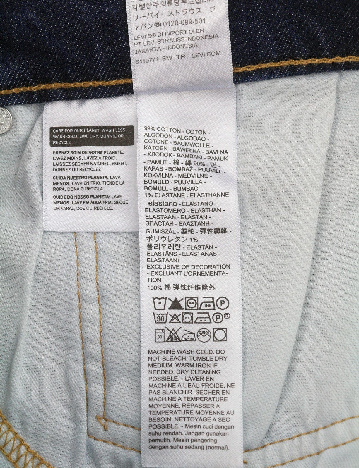 LEVI'S 514 Straight Men Jeans W34/L34 Dark Blue Stretch Extensible