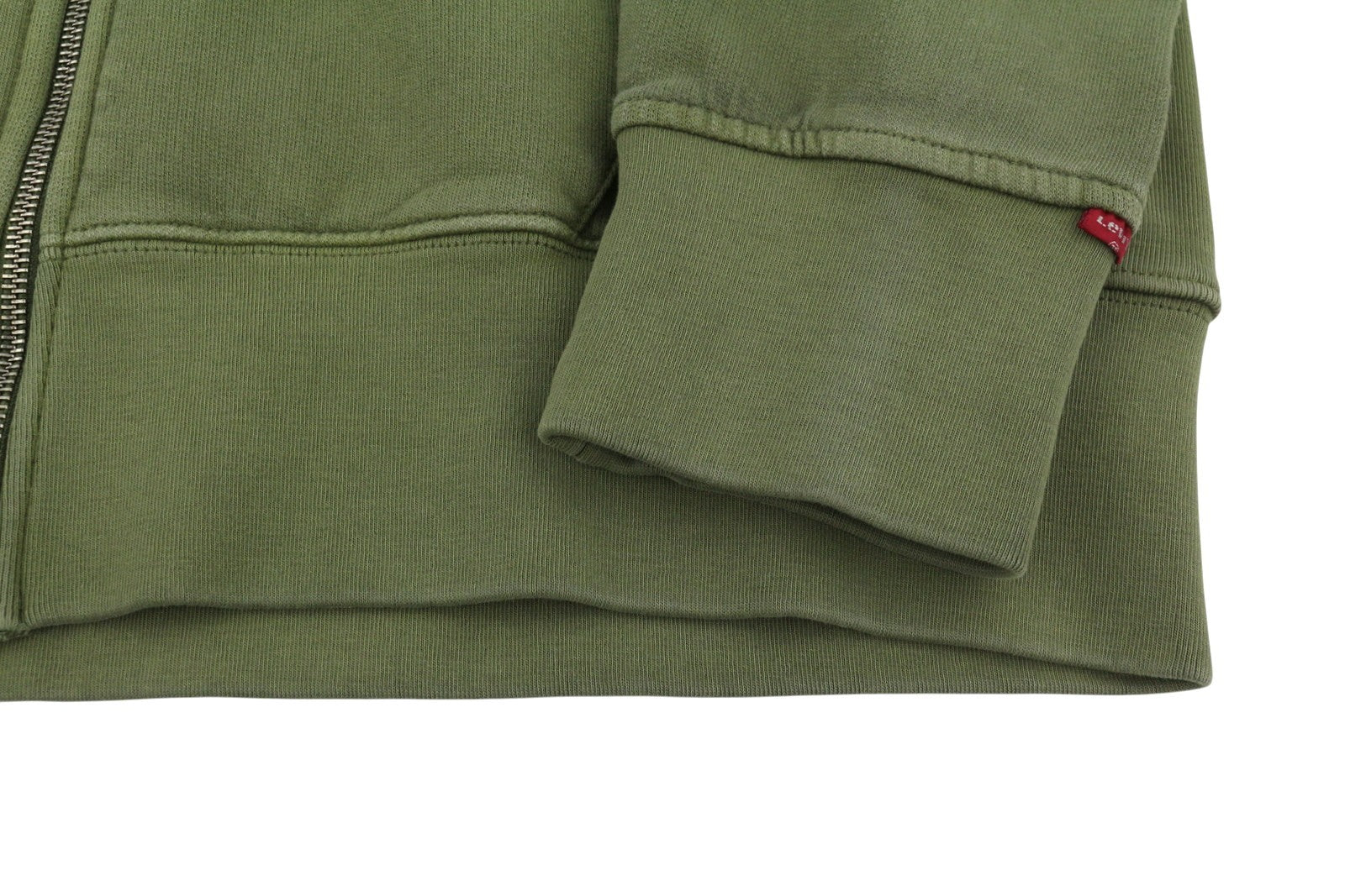 LEVI'S Relaxed Fit Men Hoodie M Khaki Green Embroidered Logo Full Zip