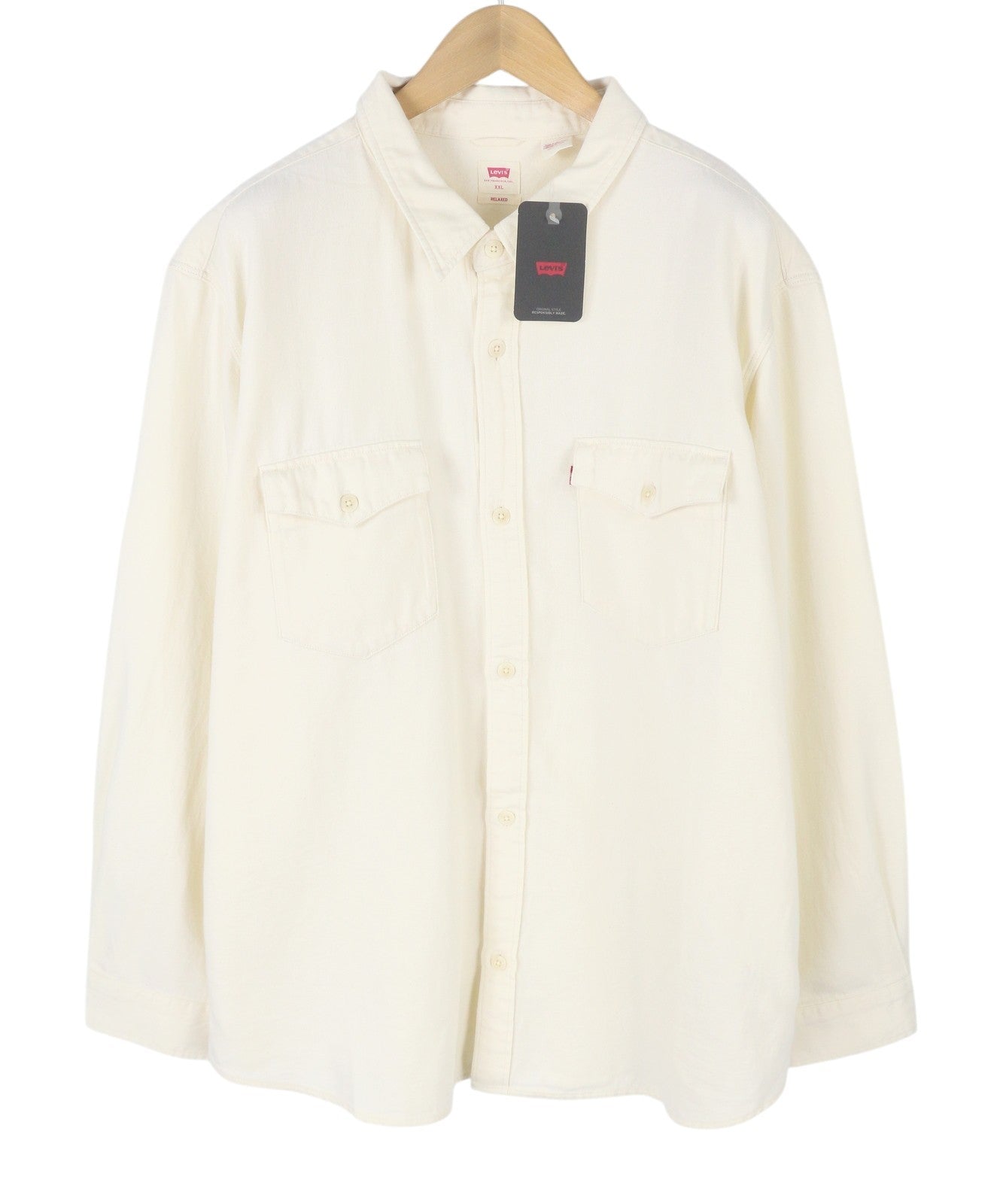 LEVI'S Relaxed Men Shirt 2XL Beige Hemp Blend Western Button-Up
