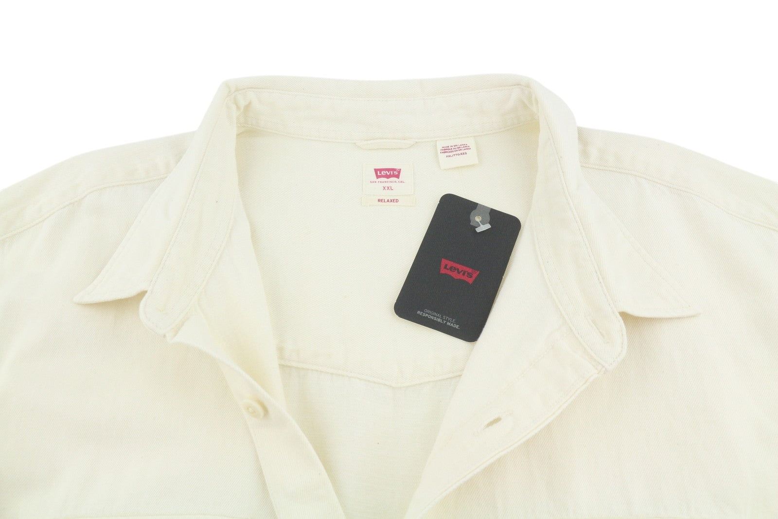 LEVI'S Relaxed Men Shirt 2XL Beige Hemp Blend Western Button-Up