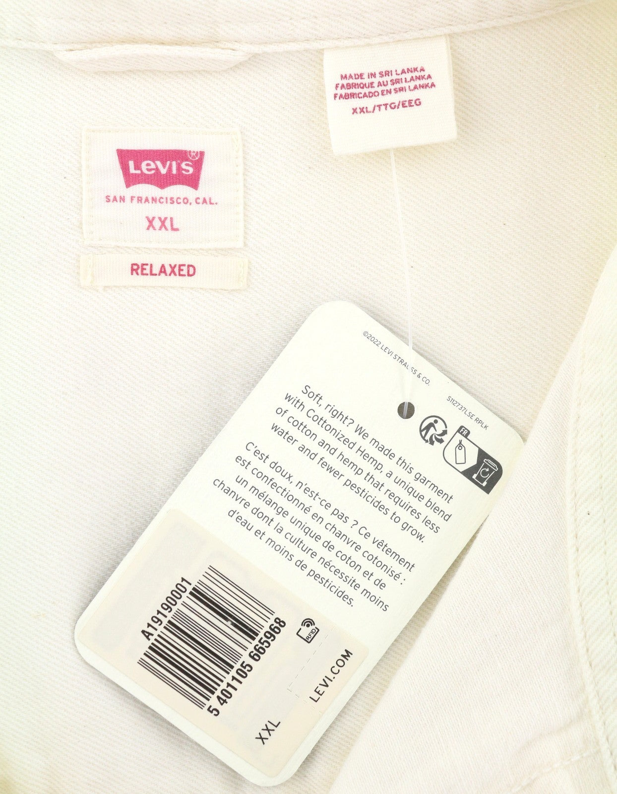LEVI'S Relaxed Men Shirt 2XL Beige Hemp Blend Western Button-Up