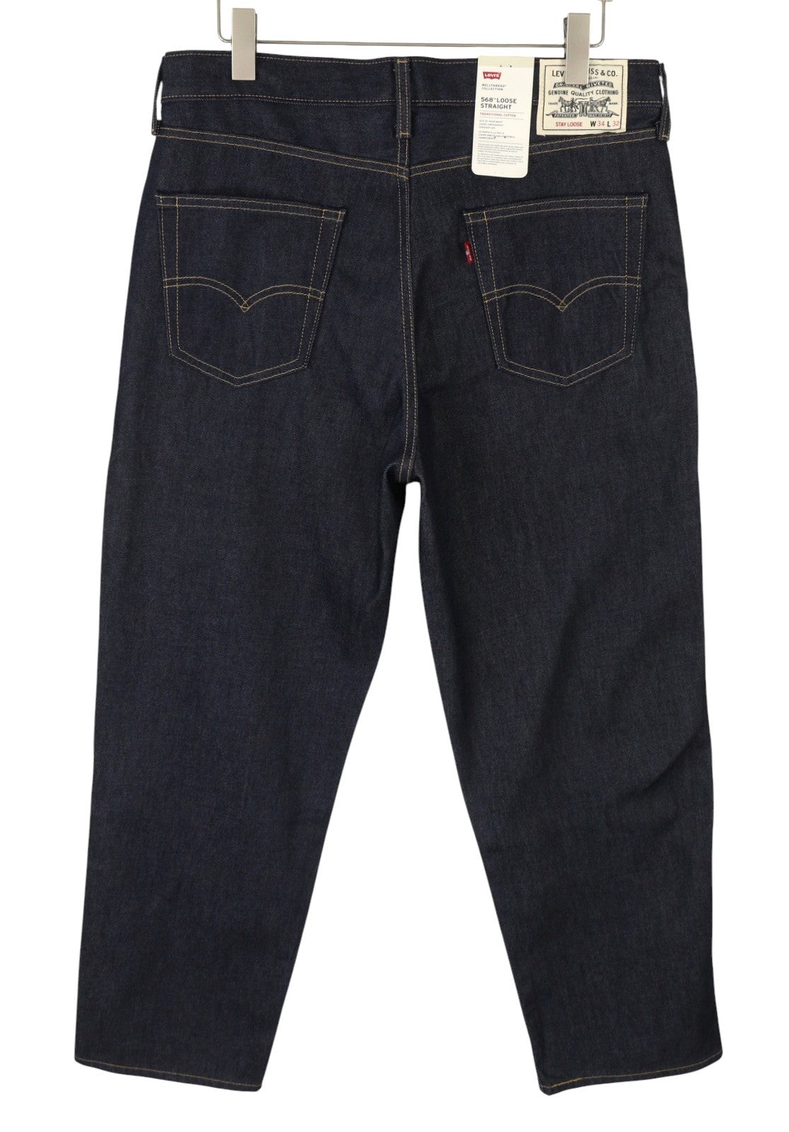 LEVI'S 568 Loose Straight Men Jeans W34/L32 Navy Blue Zip Fly Big E