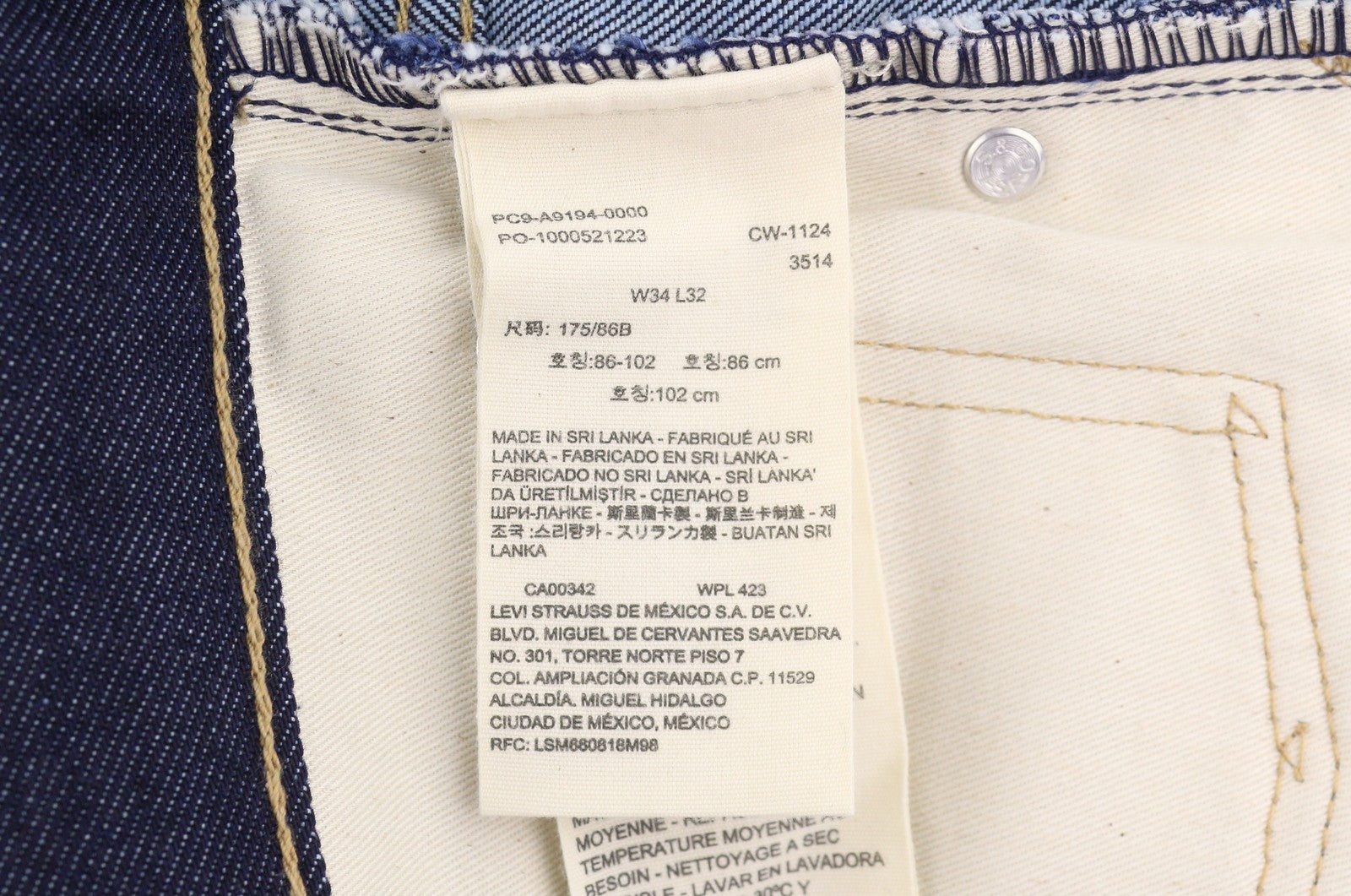LEVI'S 568 Loose Straight Men Jeans W34/L32 Navy Blue Zip Fly Big E