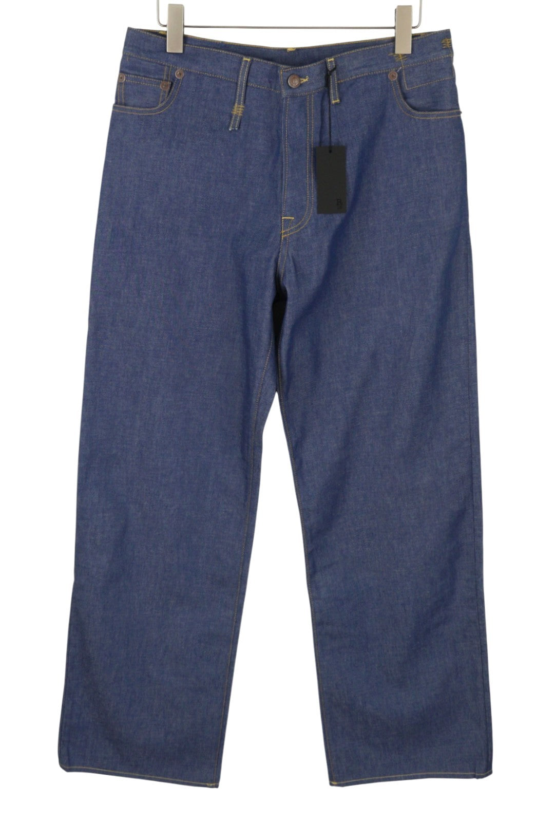 R13 Damon Pleated Wide Leg Women Jeans ~W34 Lennon Blue Rigid Denim Zip