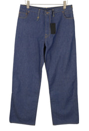 R13 Damon Pleated Wide Leg Women Jeans ~W34 Lennon Blue Rigid Denim Zip