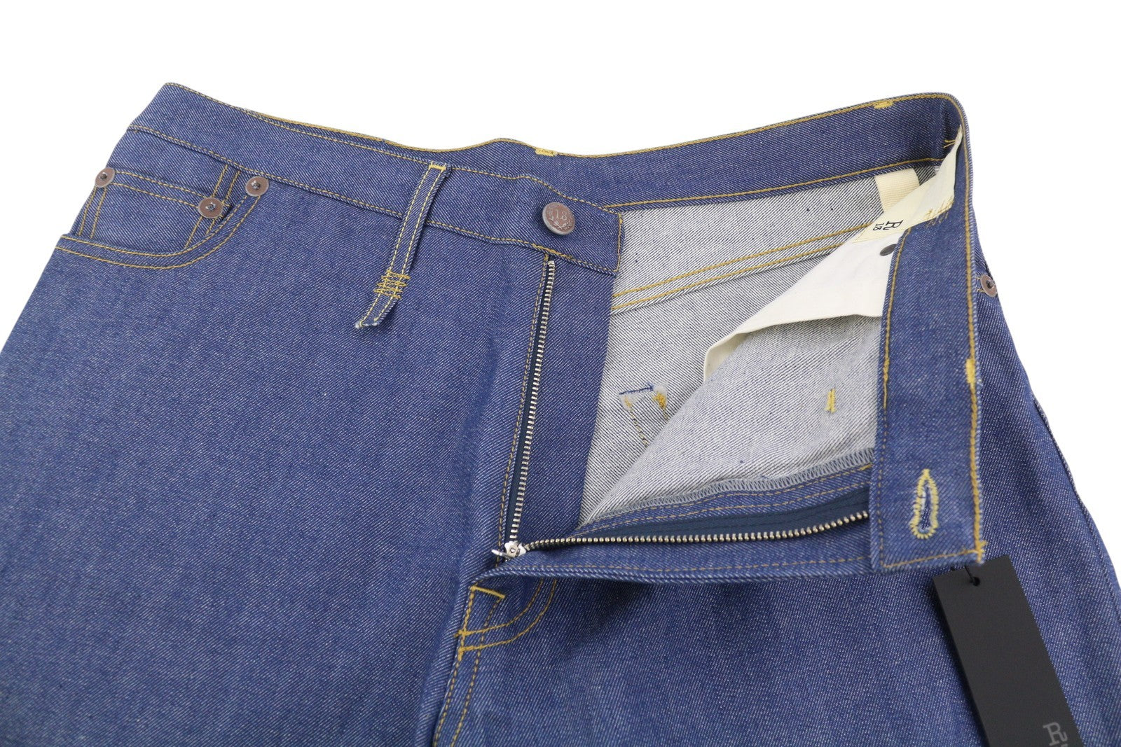 R13 Damon Pleated Wide Leg Women Jeans ~W34 Lennon Blue Rigid Denim Zip