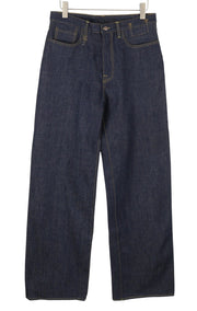 R13 Lisa Baggy Women Jeans 27 Bain Blue Rigid Denim Zip Fly Long