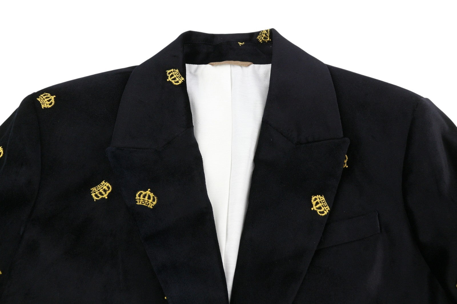 GANT Velvet Emb Shaped Women Blazer EU40 Evening Blue Crown Emb Peak