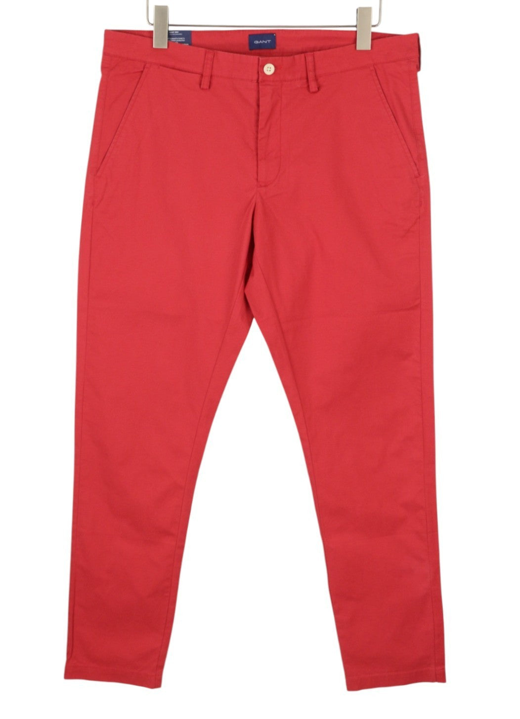 GANT Hallden Sunfaded Chinos Men Trousers W36/L34 Red Slim Mid Rise Zip