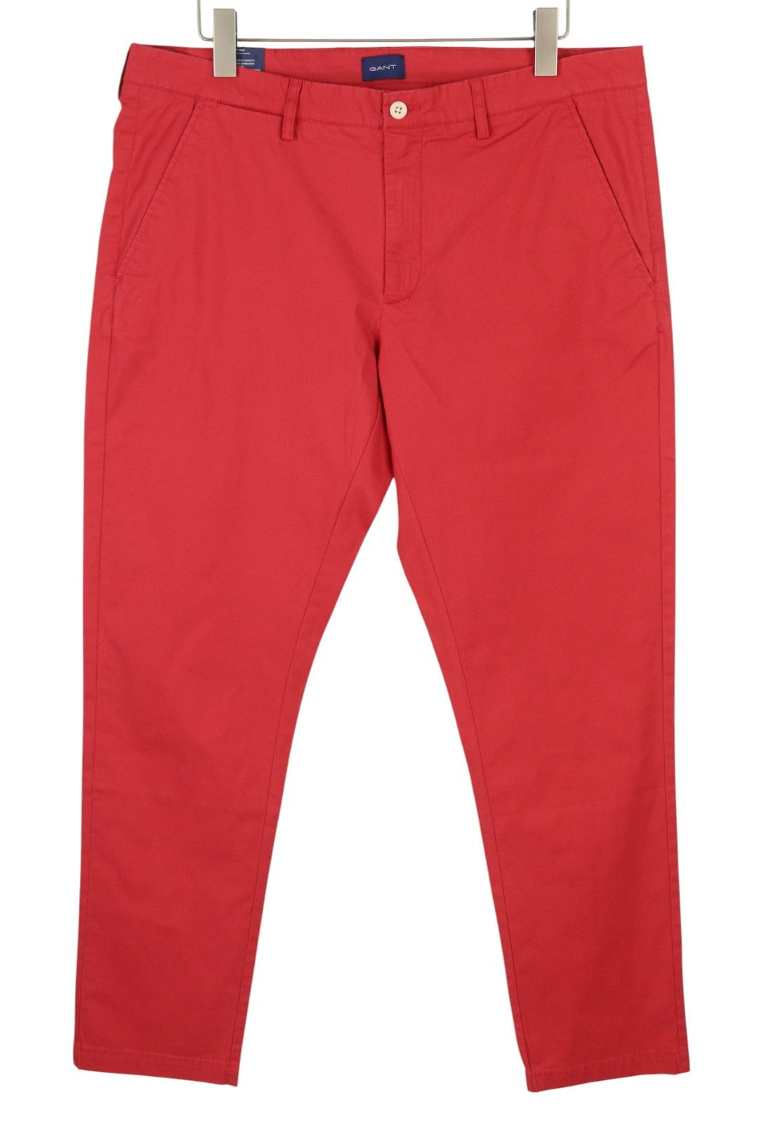 GANT Hallden Sunfaded Chinos Men Trousers W38/L34 Red Slim Mid Rise Zip