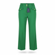 GANT Hw Fluid Wide Women Trousers EU40 Green Thin Flare Zip Fly Casual