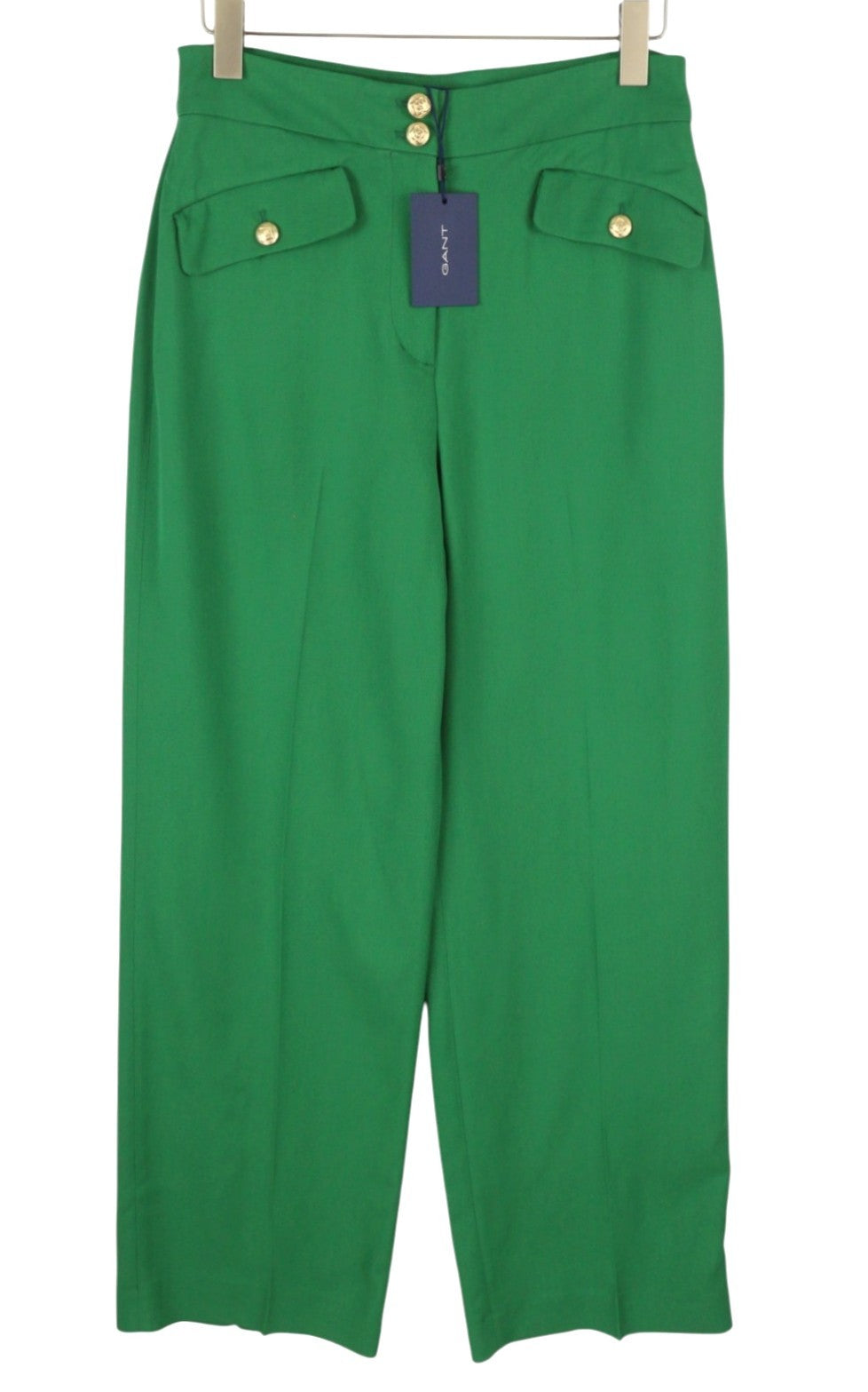 GANT Hw Fluid Wide Women Trousers EU40 Green Thin Flare Zip Fly Casual