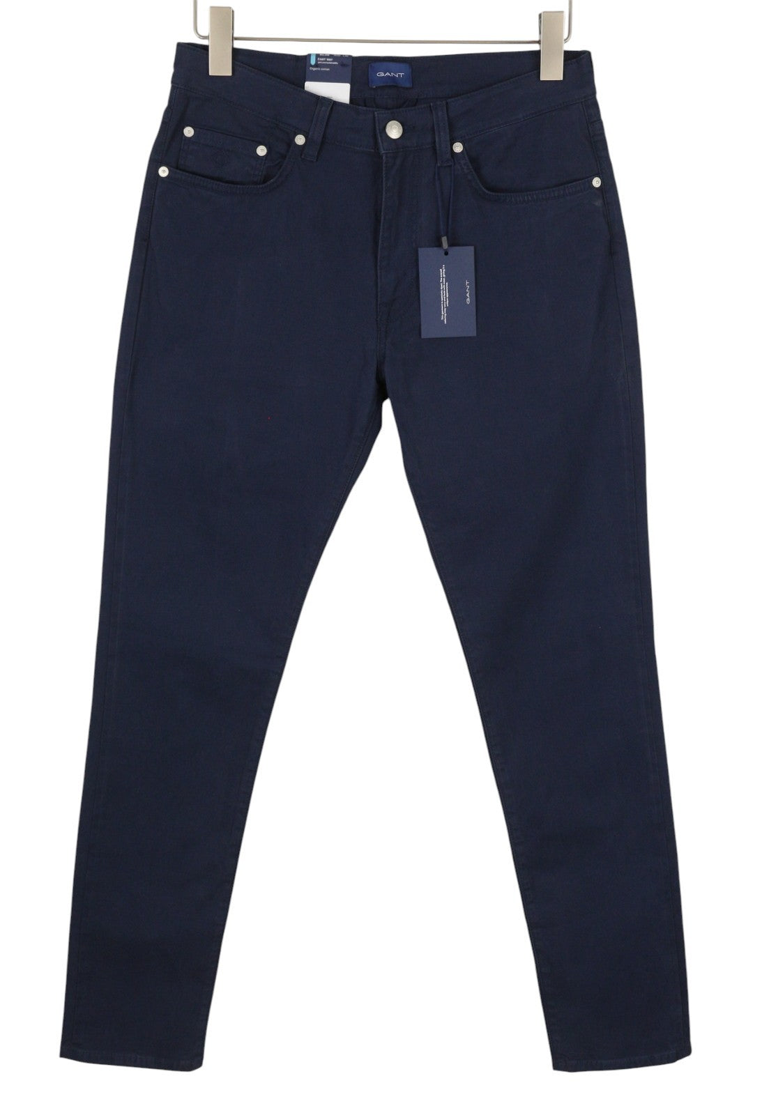 GANT Hayes Dusty Twill Men Trousers W32/L32 Marine Slim Fit Zip Fly