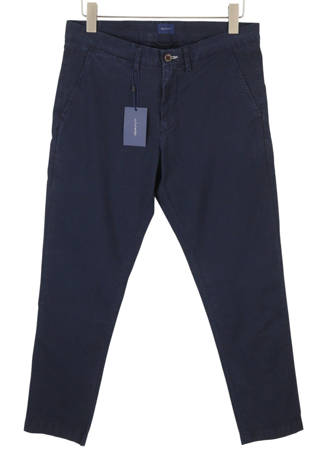 GANT Slim Sunfaded Chino Men Trousers W33/L32 Marine Casual Zip Fly