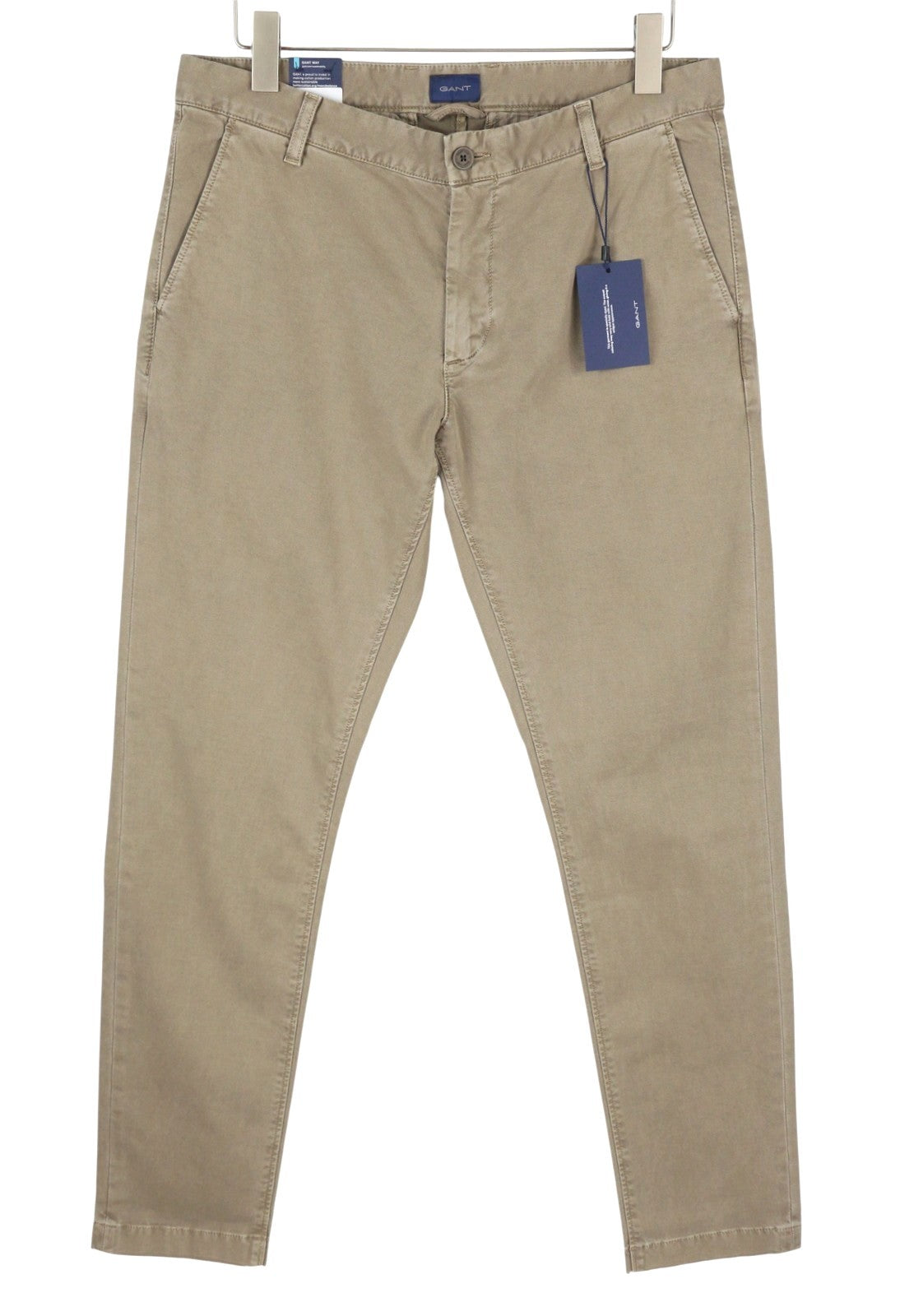 GANT Hallden Ltw Canvas Chinos Men Trousers W36/L34 Brown Pattern Zip