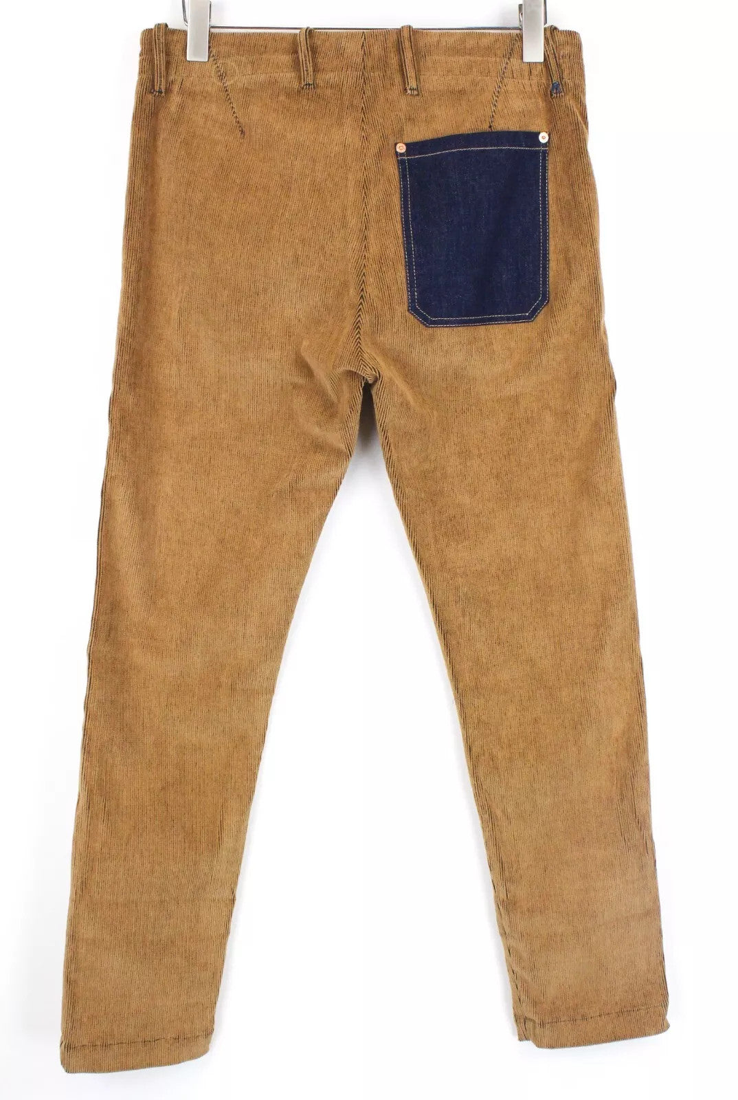 REPLAY Men Trousers W31/L30 Patched Pocket Corduroy Brown Button-Fly Straight