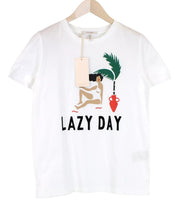 MAISON SCOTCH Women T-Shirt ~S Off-White Pure Cotton Logo Short Sleeve Pull On