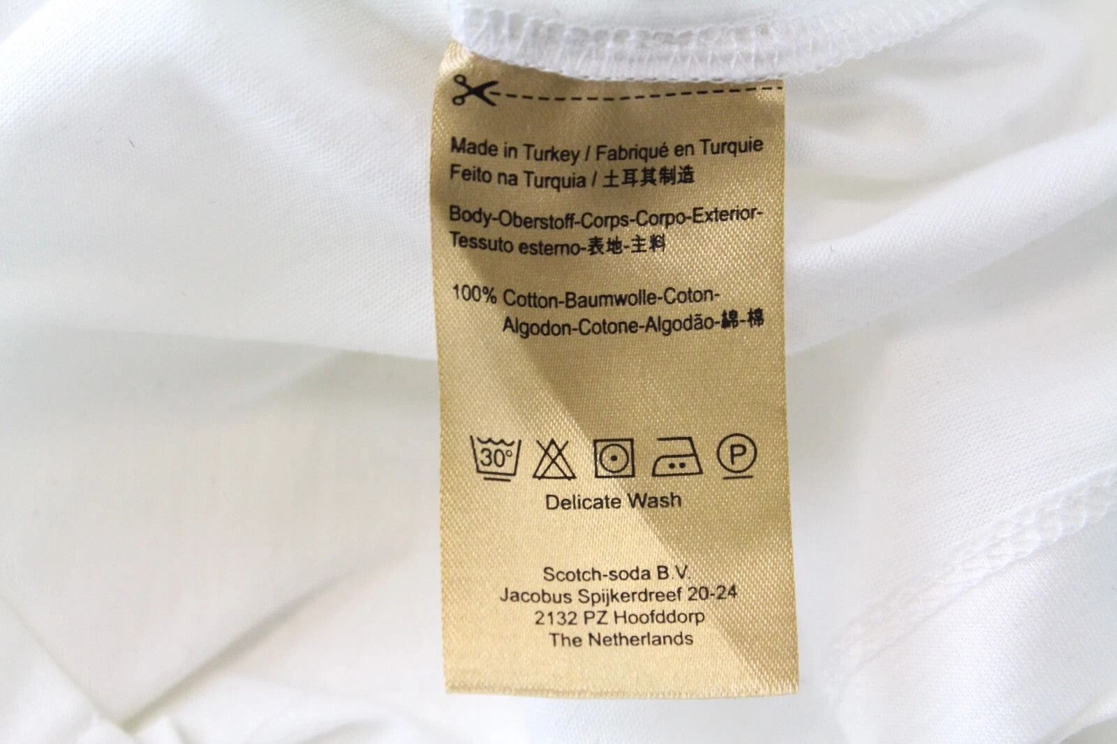 MAISON SCOTCH Women T-Shirt ~S Off-White Pure Cotton Logo Short Sleeve Pull On