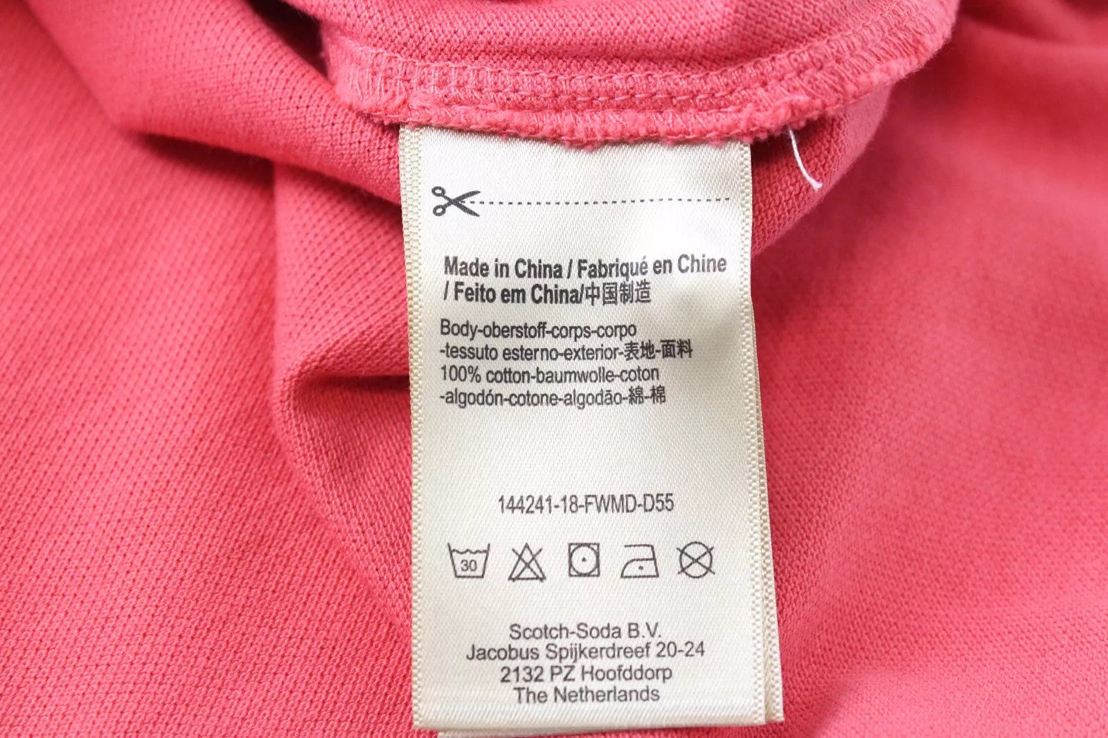SCOTCH & SODA Ams Blauw Men T-Shirt M Pink Collar Cotton Short Sleeve Dyed Polo