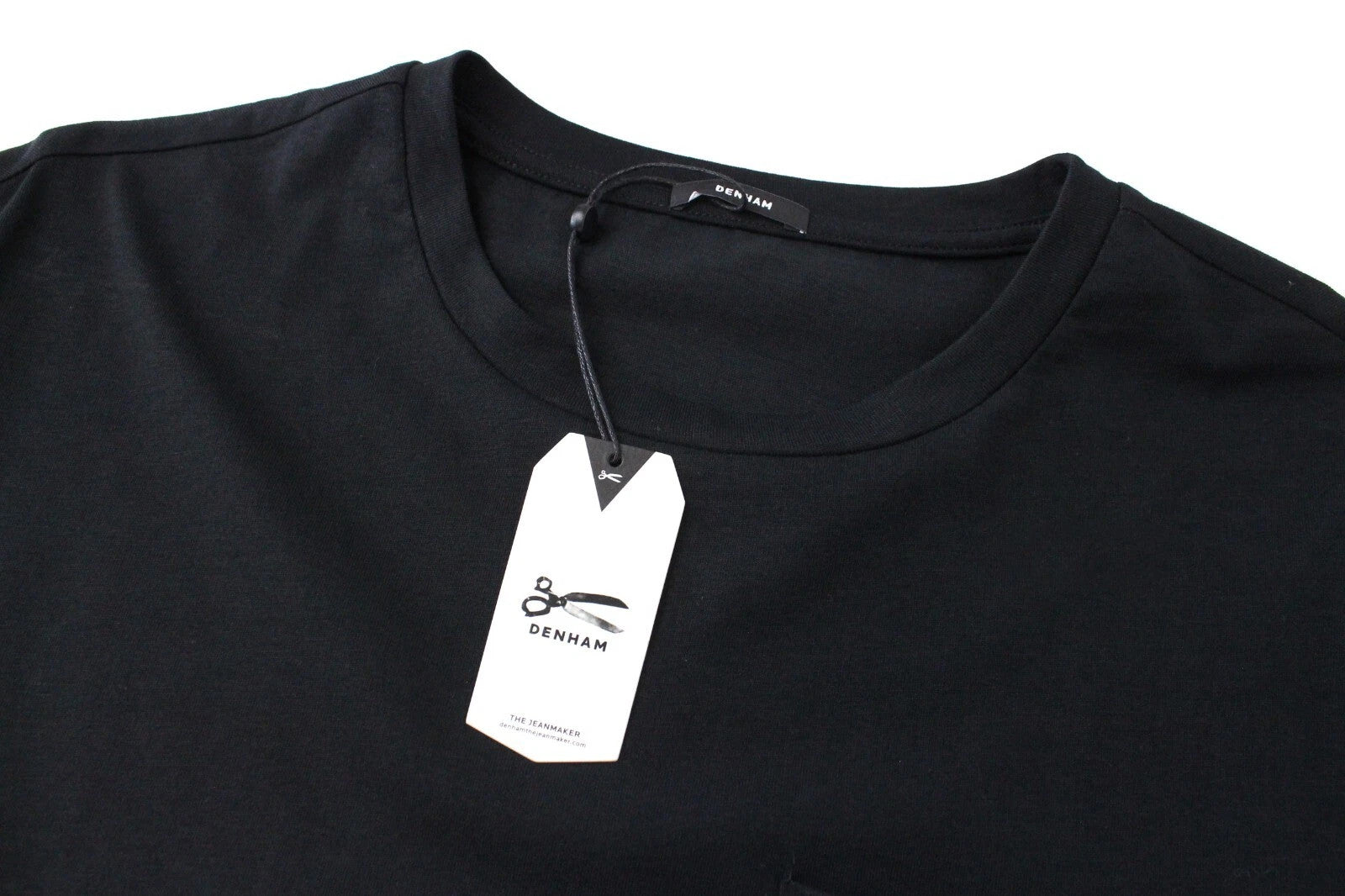 DENHAM Omono Women T-Shirt XS Short Sleeved Casual Plain Black Pure Cotton