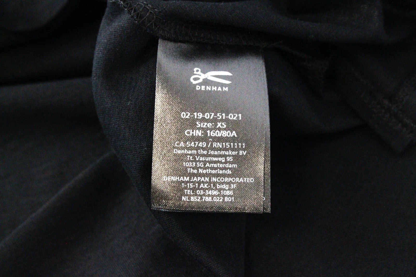 DENHAM Omono Women T-Shirt XS Short Sleeved Casual Plain Black Pure Cotton