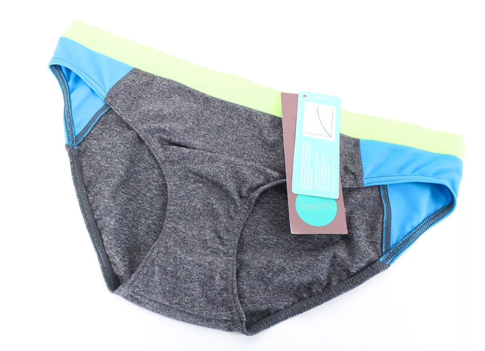 SWEATY BETTY Dive In Women Swimwear XL Grey Stretch Low Rise Bikini Bottom