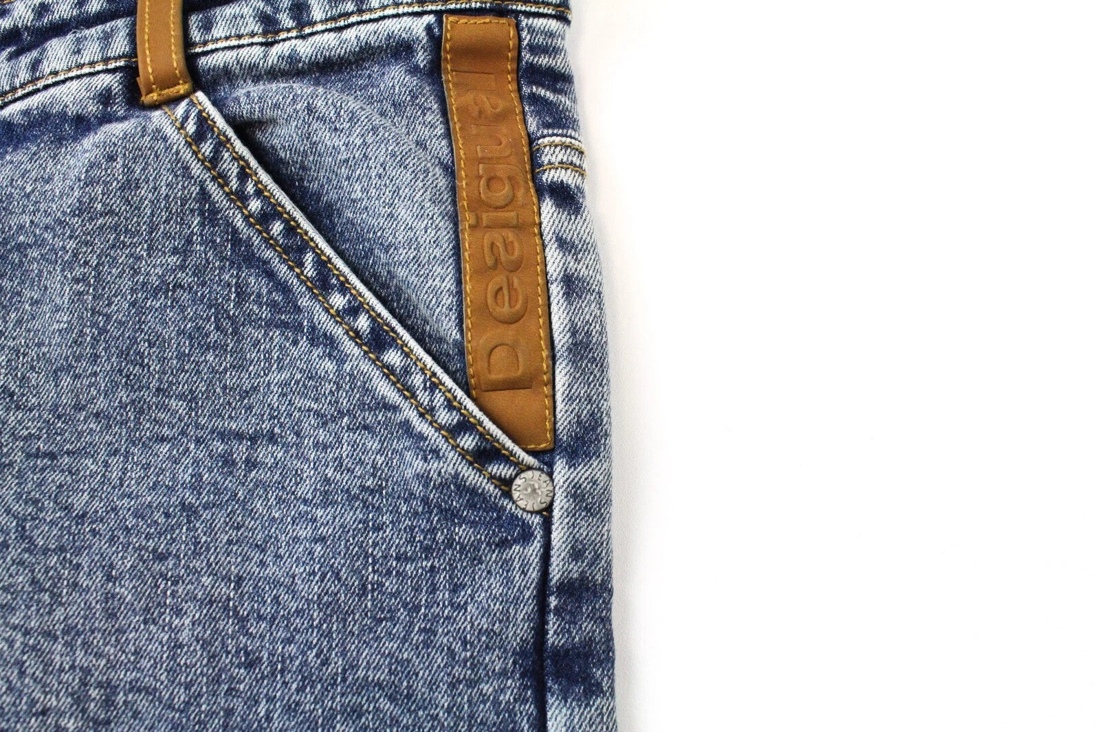 DESIGUAL Coll Men Jeans W30 Slim Fit Washed Blue Cotton Stretch Denim Zipped