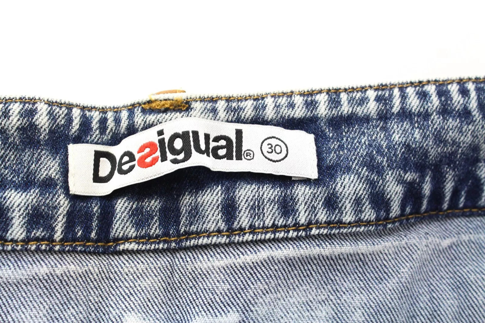 DESIGUAL Coll Men Jeans W30 Slim Fit Washed Blue Cotton Stretch Denim Zipped