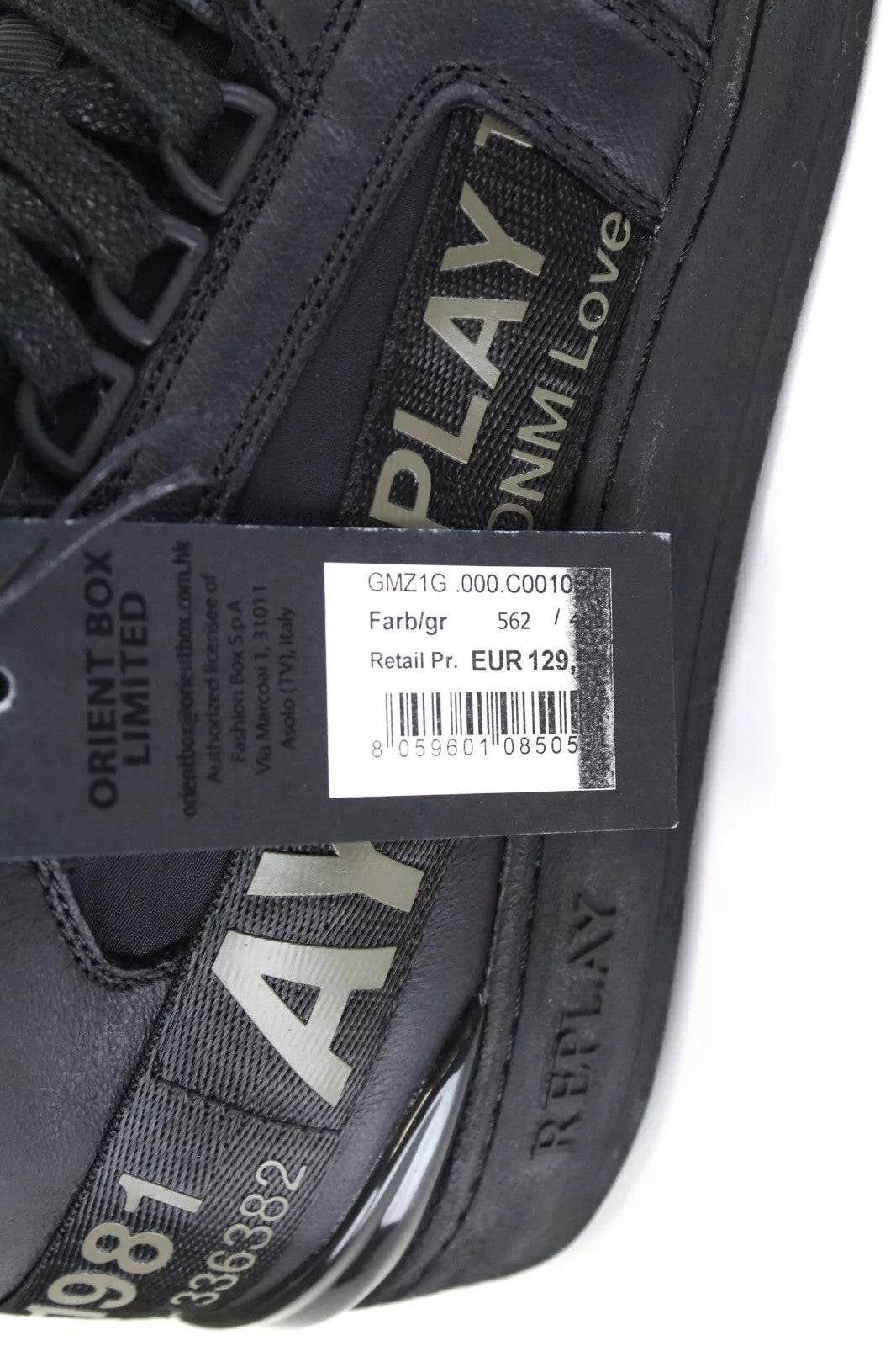 REPLAY Alliot Men Trainers EU46 Black High-Top Laced Logo Casual Sneakers
